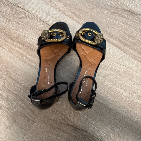 Kurt Geiger Black Sandals with Gold Accents - Picture 1 of 3